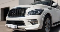 20 999 р. Защита переднего бампера (Ø75х42 мм, нержавейка) Russtal INFINITI QX80 Z62 1-ый рестайлинг (2014-2018)  с доставкой в г. Тольятти. Увеличить фотографию 2