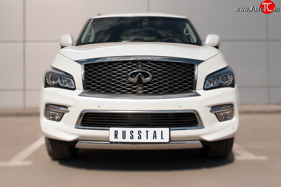 20 999 р. Защита переднего бампера (Ø75х42 мм, нержавейка) Russtal INFINITI QX80 Z62 1-ый рестайлинг (2014-2018)  с доставкой в г. Тольятти