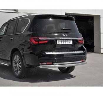 21 549 р. Защита заднего бампера (2 трубы Ø76 и 42 мм, нержавейка) SLITKOFF  INFINITI QX80  Z62 (2018-2024) 2-ой рестайлинг  с доставкой в г. Тольятти. Увеличить фотографию 3