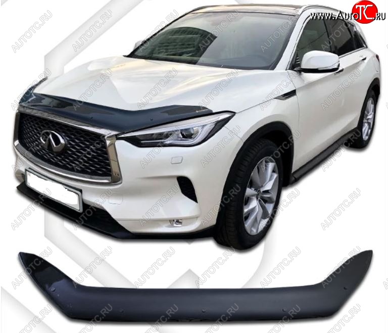 2 299 р. Дефлектор капота CA-Plastiс  INFINITI Qx50  J55 (2017-2022) (Classic черный, Без надписи)  с доставкой в г. Тольятти