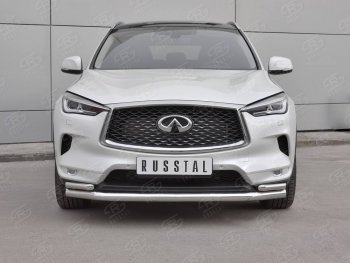 21 749 р. Защита переднего бампера (2 трубы Ø63 и 42 мм, нержавейка) SLITKOFF  INFINITI Qx50  J55 (2017-2022)  с доставкой в г. Тольятти. Увеличить фотографию 1