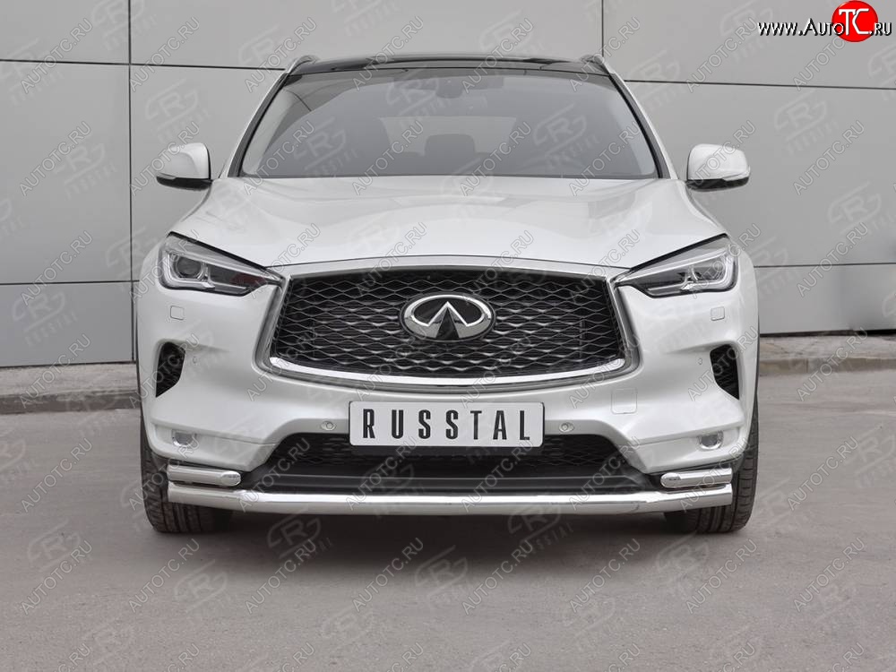 21 749 р. Защита переднего бампера (2 трубы Ø63 и 42 мм, нержавейка) SLITKOFF  INFINITI Qx50  J55 (2017-2022)  с доставкой в г. Тольятти