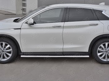 30 649 р. Защита порогов (Ø120x60 мм с проступью, нержавейка) Russtal INFINITI Qx50 J55 (2017-2022)  с доставкой в г. Тольятти. Увеличить фотографию 3