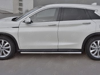 18 799 р. Защита порогов (Ø63 мм, нержавейка) SLITKOFF INFINITI Qx50 J55 (2017-2022) (С пластиковыми заглушками на торцах)  с доставкой в г. Тольятти. Увеличить фотографию 3