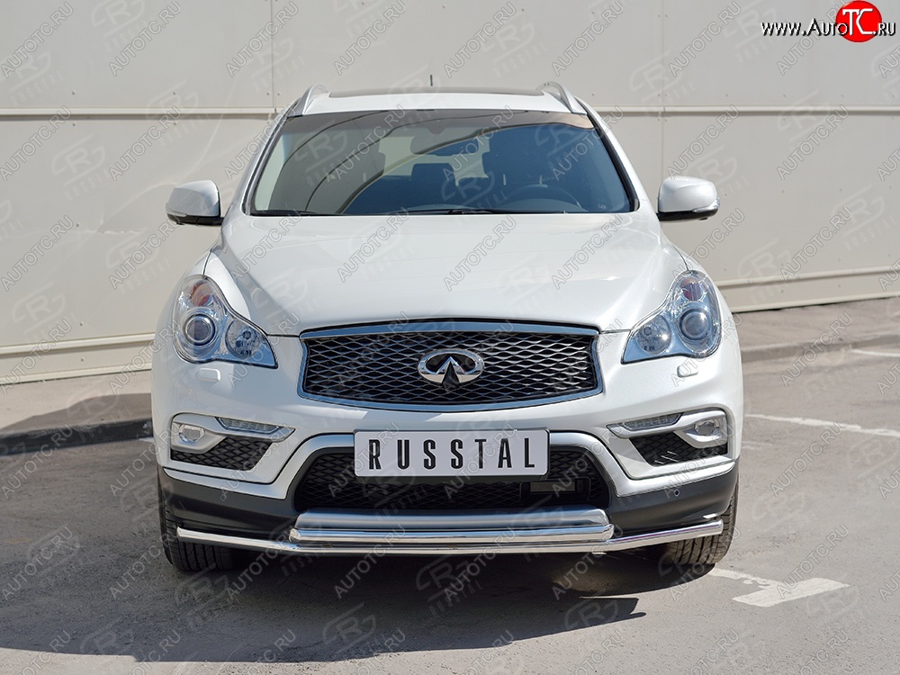 17 899 р. Защита переднего бампера (2 трубыØ42 мм, нержавейка) SLITKOFF INFINITI Qx50 J50 дорестайлинг (2013-2016)  с доставкой в г. Тольятти