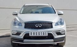 Защита переднего бампера (Ø42 мм, нержавейка) SLITKOFF INFINITI Qx50 J50 дорестайлинг (2013-2016)