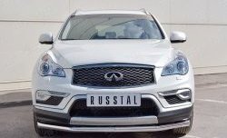 Защита переднего бампера (Ø63 мм, нержавейка) SLITKOFF INFINITI Qx50 J50 дорестайлинг (2013-2016)