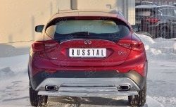 Защита заднего бампера (2 трубы Ø76х42 мм, нержавейка) Russtal INFINITI Qx50 J50 дорестайлинг (2013-2016)