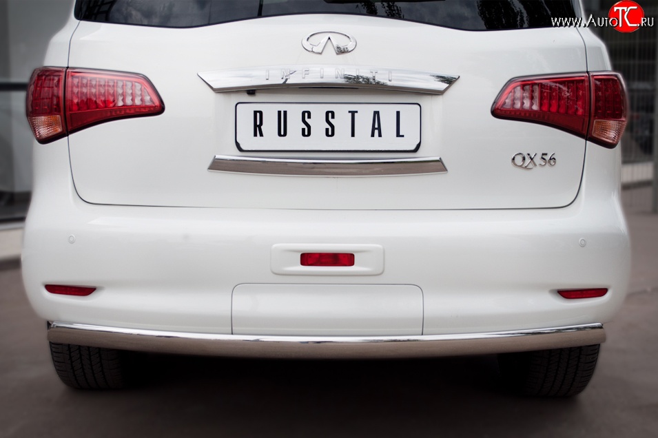 16 849 р. Защита заднего бампера (Ø75x42 мм, нержавейка) Russtal INFINITI QX56 Z62 (2010-2013)  с доставкой в г. Тольятти