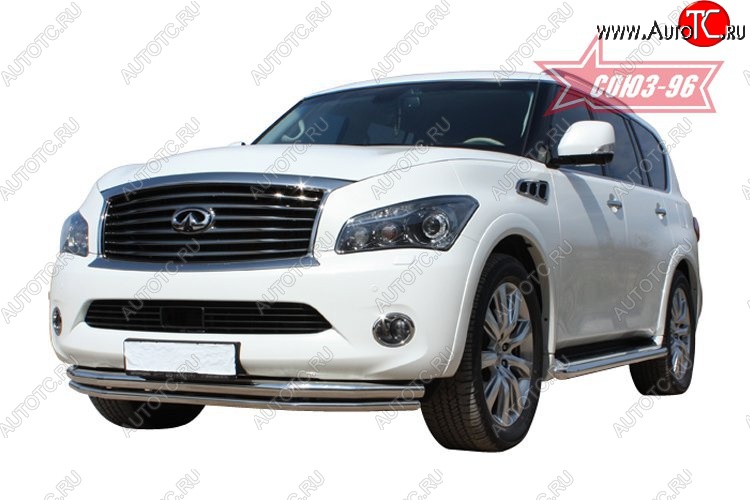 28 259 р. Защита переднего бампера двойная Souz-96 (d460/42) INFINITI QX56 Z62 (2010-2013)  с доставкой в г. Тольятти