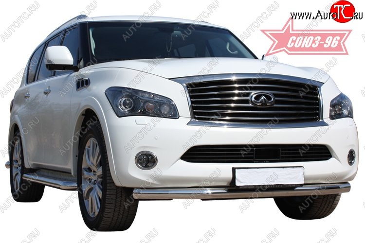 19 709 р. Защита переднего бампера одинарная Souz-96 (d76) INFINITI QX56 Z62 (2010-2013)  с доставкой в г. Тольятти