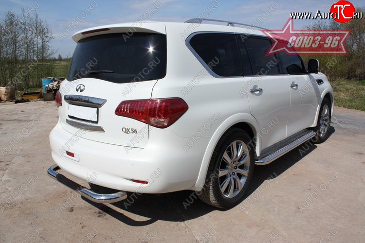 18 359 р. Защита заднего бампера с проступью Souz-96 (d76) INFINITI QX56 Z62 (2010-2013)  с доставкой в г. Тольятти