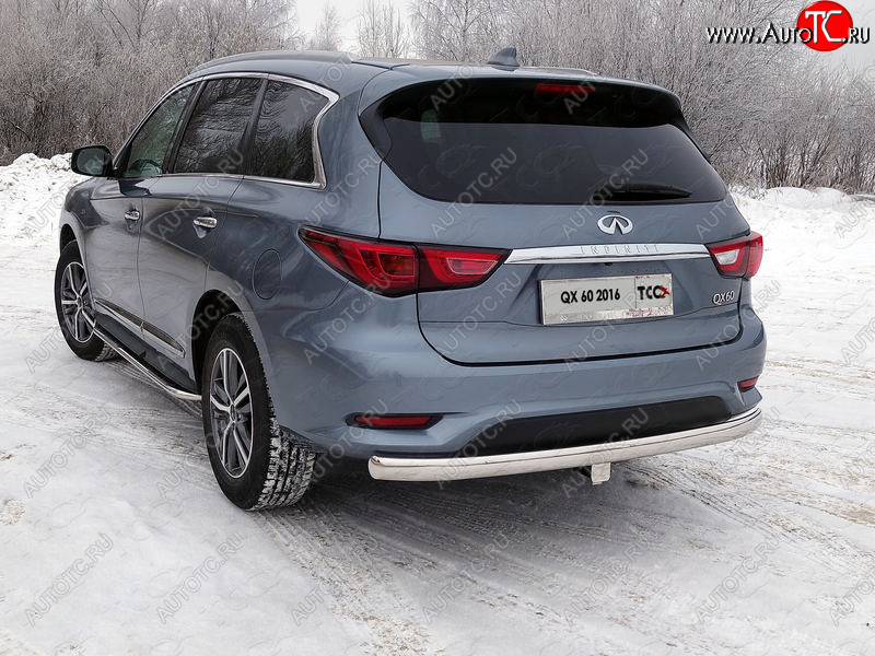 23 899 р. Защита заднего бампера (овальная) ТСС (нержавейка d75х42 мм) INFINITI QX60 L50 рестайлинг (2016-2021)  с доставкой в г. Тольятти