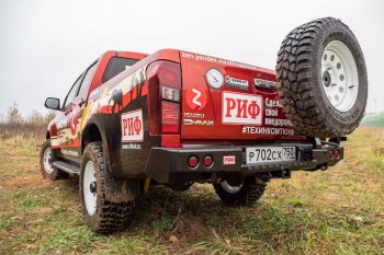 70 999 р. Бампер задний силовой РИФ (стандарт) Isuzu D-Max RT85,TFR DoubleCab рестайлинг (2015-2021) (С квадратом под фаркоп, калиткой и фонарями)  с доставкой в г. Тольятти. Увеличить фотографию 2