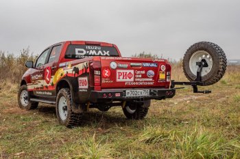 70 999 р. Бампер задний силовой РИФ (стандарт) Isuzu D-Max RT85,TFR DoubleCab рестайлинг (2015-2021) (С квадратом под фаркоп, калиткой и фонарями)  с доставкой в г. Тольятти. Увеличить фотографию 5