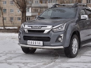 12 599 р. Защита переднего бампера (Ø 63 мм, нержавейка) SLITKOFF Isuzu D-Max RT85,TFR DoubleCab рестайлинг (2015-2021)  с доставкой в г. Тольятти. Увеличить фотографию 3