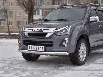 13 599 р. Защита переднего бампера (Ø 76 мм, нержавейка) SLITKOFF Isuzu D-Max RT85,TFR DoubleCab рестайлинг (2015-2021)  с доставкой в г. Тольятти. Увеличить фотографию 2