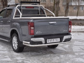 16 999 р. Защита заднего бампера (Ø63/63 мм, нержавейка) SLITKOFF Isuzu D-Max RT85,TFR DoubleCab рестайлинг (2015-2021)  с доставкой в г. Тольятти. Увеличить фотографию 2