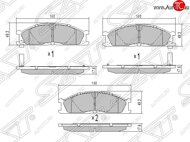 1 459 р. Колодки тормозные SAT (передние) Nissan Navara 2 D40 дорестайлинг (2004-2010)  с доставкой в г. Тольятти