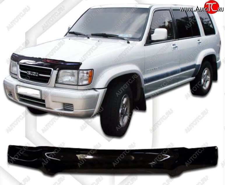 2 099 р. Дефлектор капота CA-Plastic  Isuzu Trooper (1991-2002) (Classic черный, Без надписи)  с доставкой в г. Тольятти