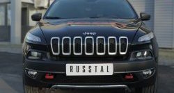 Защита переднего бампера (Trailhawk Ø42 мм волна, нержавейка) SLITKOFF Jeep Cherokee KL дорестайлинг (2014-2017)