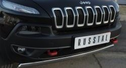 5 299 р. Защита переднего бампера (Trailhawk Ø75х42 мм, нержавейка) Russtal  Jeep Cherokee  KL (2014-2017) дорестайлинг  с доставкой в г. Тольятти. Увеличить фотографию 2