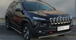 5 299 р. Защита переднего бампера (Trailhawk Ø75х42 мм, нержавейка) Russtal  Jeep Cherokee  KL (2014-2017) дорестайлинг  с доставкой в г. Тольятти. Увеличить фотографию 4