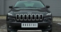 Защита переднего бампера (2 трубыØ75х42 мм, нержавейка) Russtal Jeep Cherokee KL дорестайлинг (2014-2017)