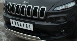 24 749 р. Защита переднего бампера (2 трубыØ75х42 мм, нержавейка) Russtal Jeep Cherokee KL дорестайлинг (2014-2017)  с доставкой в г. Тольятти. Увеличить фотографию 3