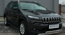 24 749 р. Защита переднего бампера (2 трубыØ75х42 мм, нержавейка) Russtal Jeep Cherokee KL дорестайлинг (2014-2017)  с доставкой в г. Тольятти. Увеличить фотографию 4