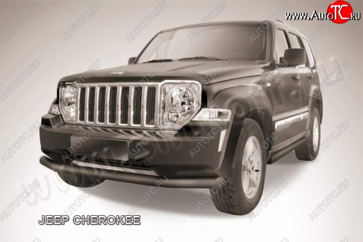 12 649 р. Защита переднего бампера их трубы d76 Slitkoff Jeep Cherokee KL дорестайлинг (2014-2017) (Цвет: серебристый)  с доставкой в г. Тольятти