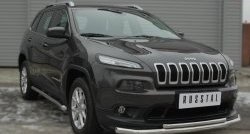 9 999 р. Защита порогов из круглой трубы диаметром 63 мм SLITKOFF Jeep Cherokee KL дорестайлинг (2014-2017)  с доставкой в г. Тольятти. Увеличить фотографию 2