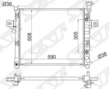 Радиатор двигателя SAT (пластинчатый, 4.7, АКПП) Jeep Grand Cherokee WJ (1998-2005)