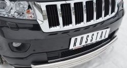 20 399 р. Защита переднего бампера (2 трубыØ76 и 63 мм, нержавейка) SLITKOFF Jeep Grand Cherokee WK2 дорестайлинг (2010-2013)  с доставкой в г. Тольятти. Увеличить фотографию 2