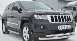 20 399 р. Защита переднего бампера (2 трубыØ76 и 63 мм, нержавейка) SLITKOFF Jeep Grand Cherokee WK2 дорестайлинг (2010-2013)  с доставкой в г. Тольятти. Увеличить фотографию 4