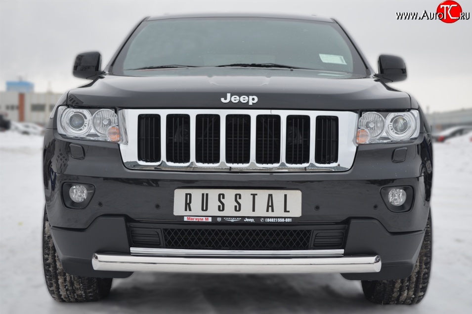 16 899 р. Одинарная защита переднего бампера диаметром 76 мм SLITKOFF Jeep Grand Cherokee WK2 дорестайлинг (2010-2013)  с доставкой в г. Тольятти