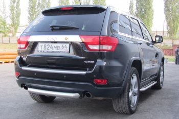 5 999 р. Защита заднего бампера из трубы d76 Slitkoff (короткая) Jeep Grand Cherokee WK2 дорестайлинг (2010-2013) (Цвет: серебристый)  с доставкой в г. Тольятти. Увеличить фотографию 3