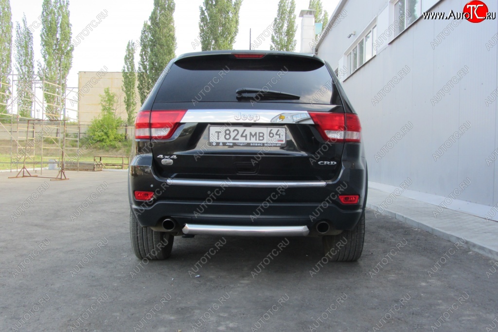 5 999 р. Защита заднего бампера из трубы d76 Slitkoff (короткая) Jeep Grand Cherokee WK2 дорестайлинг (2010-2013) (Цвет: серебристый)  с доставкой в г. Тольятти