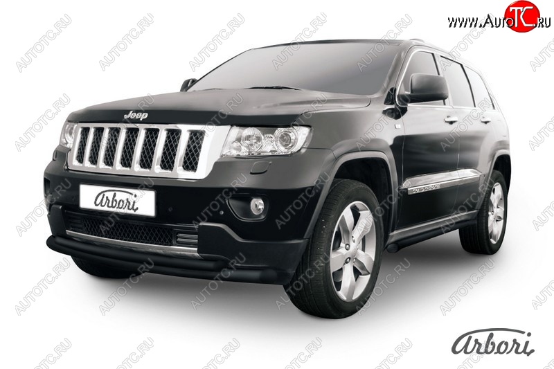 7 649 р. Защита переднего бампера Arbori (черная, 1 труба d76 mm). Jeep Grand Cherokee WK2 дорестайлинг (2010-2013)  с доставкой в г. Тольятти