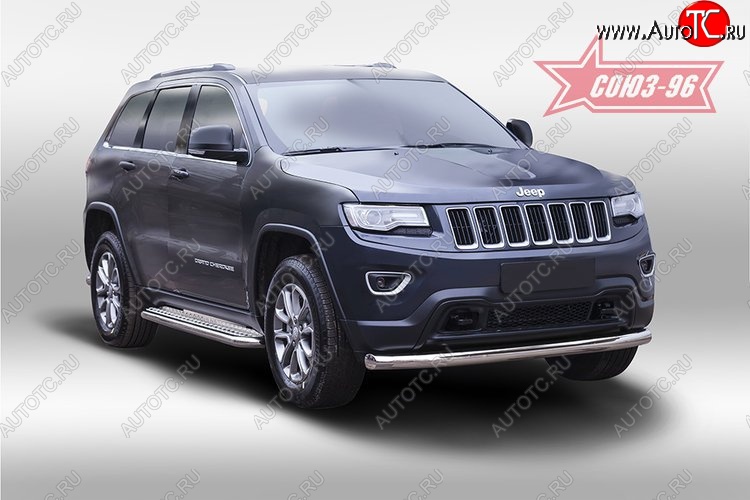 16 469 р. Защита переднего бампера одинарная рестайлинг Souz-96 (d76). Jeep Grand Cherokee WK2 дорестайлинг (2010-2013)  с доставкой в г. Тольятти