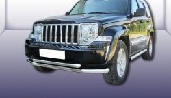 Двойная защита переднего бампера из двух труб диаметром 76 и 57 мм Slitkoff Jeep Liberty KK (2007-2013)