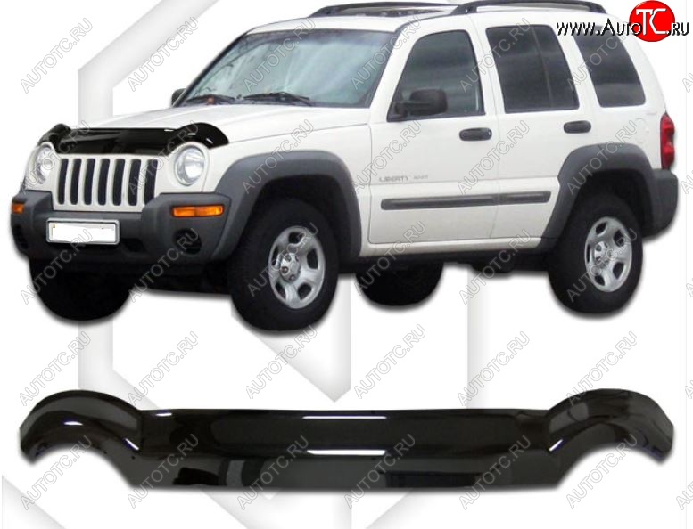 2 099 р. Дефлектор капота CA-Plastic  Jeep Liberty  KJ (2001-2007) дорестайлинг, рестайлинг (Classic черный, Без надписи)  с доставкой в г. Тольятти