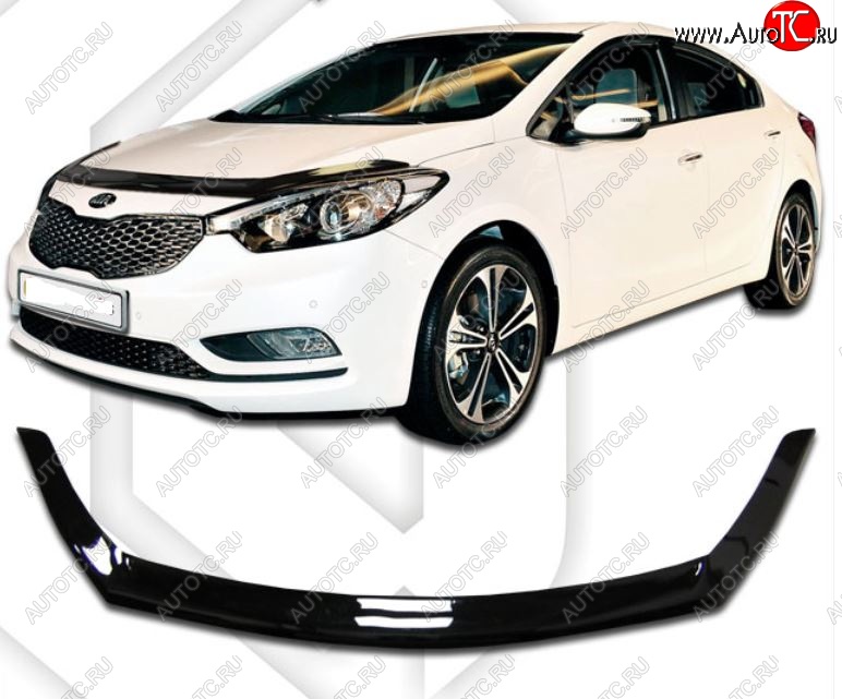 2 199 р. Дефлектор капота CA-Plastiс  KIA Cerato Koup  1 TD (2008-2013) купе (Classic черный, Без надписи)  с доставкой в г. Тольятти