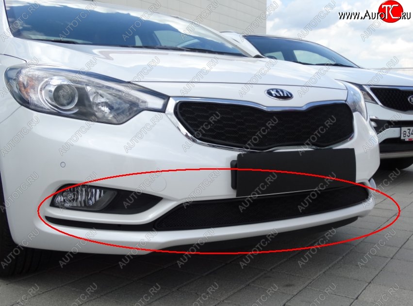 1 469 р. Нижняя защитная сетка на бампер Russtal (черная)  KIA Cerato  3 YD (2013-2016) дорестайлинг седан  с доставкой в г. Тольятти