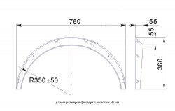 Универсальные фендера на колёсные арки RA (вынос 50 мм, комплект) Peugeot 208 1 (2012-2019)