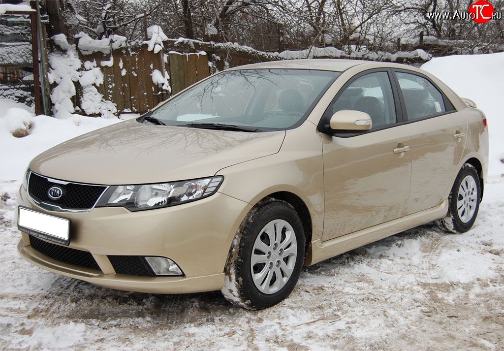 4 599 р. Накладка на передний бампер GT Dynamics KIA Cerato 2 TD седан (2008-2013) (Неокрашенная)  с доставкой в г. Тольятти