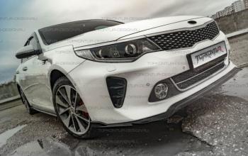 8 499 р. Юбка переднего бампера (только GT-Line бампер) TopKontur Design KIA Optima 4 JF дорестайлинг седан (2016-2018) (Неокрашенная)  с доставкой в г. Тольятти. Увеличить фотографию 2