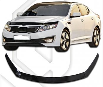 2 289 р. Дефлектор капота CA-Plastiс Exclusive KIA Optima 3 TF дорестайлинг седан (2010-2013) (серия Classic черный, Без надписи)  с доставкой в г. Тольятти. Увеличить фотографию 2