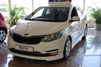 6 699 р. Накладка переднего бампера LitCompany KIA Rio 3 QB рестайлинг седан (2015-2017) (Неокрашенная)  с доставкой в г. Тольятти. Увеличить фотографию 2