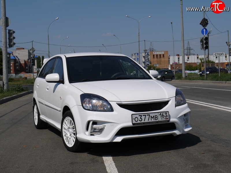 10 999 р. Передний бампер Vita Dm KIA Rio 2 JB дорестайлинг седан (2005-2009) (Без сетки, Неокрашенный)  с доставкой в г. Тольятти